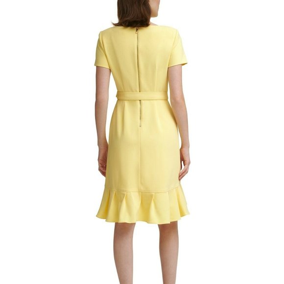 CALVIN KLEIN NWT DRESS YELLOW POPCORN PETITE SIZES - Picture 3 of 3